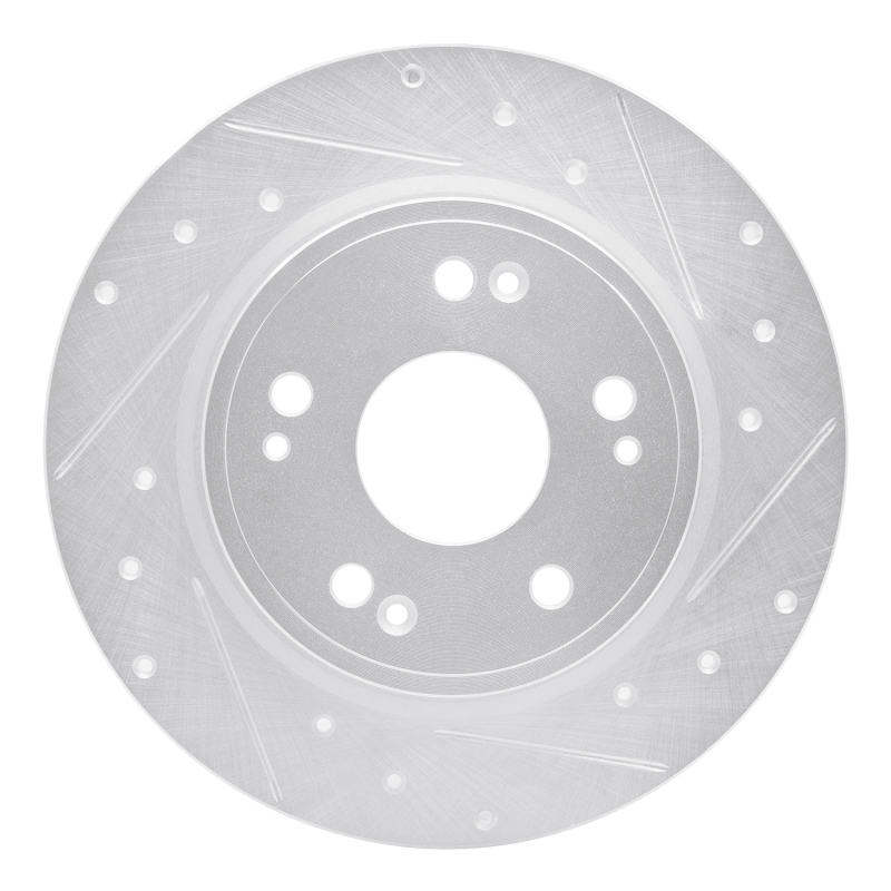 Honda CR-Z Brake Rotor (1) - Rear Right - R1 Concepts - Drilled & Slotted - Silver - 2016